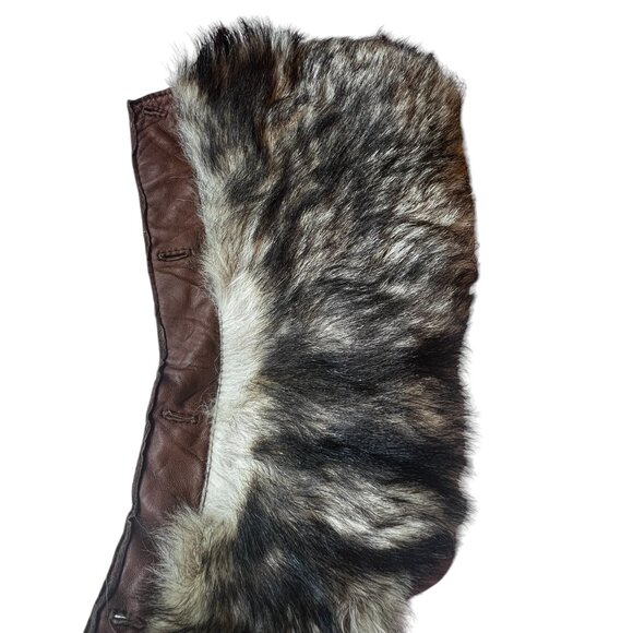 Fox Fur Collar Leather Backing Buttonholes Vintage - Picture 2 of 12